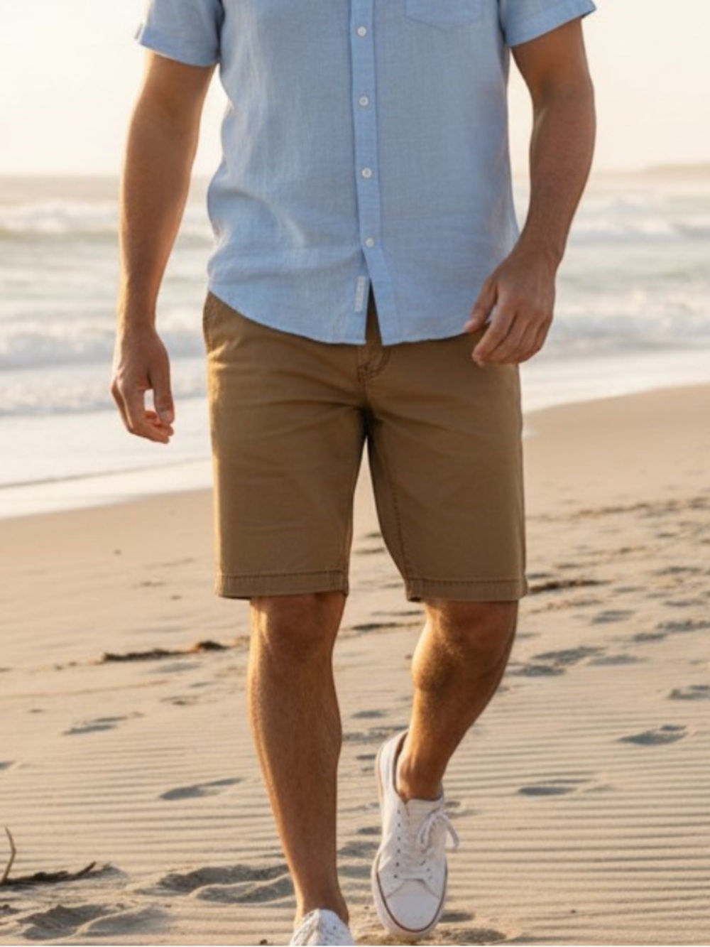 Old Navy Mens Khaki Shorts 9" Inseam Classic Neutral Minimalist 42